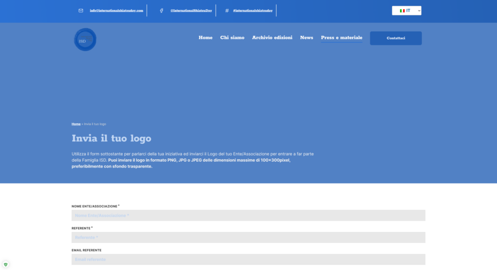 Screenshot della pagina "invia il tuo logo" del sito ISD