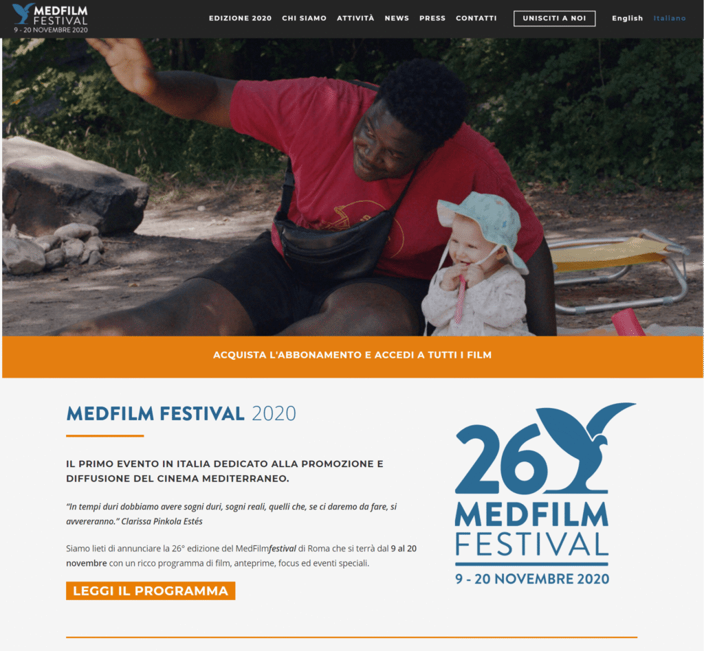 Schermata della homepage del sito medfilmfestival.org