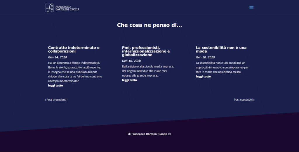 Schermata dell'archivio blog del sito studiofbc.it