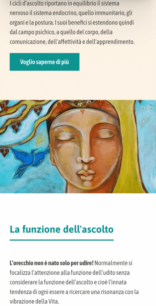 particolare, vista mobile, del paragrafo "la funzione dell'ascolto" del sito ilfiume.org