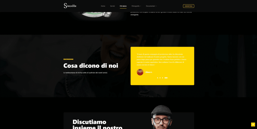 Dettaglio sezione recensioni della pagina chi siamo del sito simonfilm.it