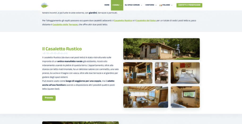 Dettaglio pagina "I Casali" del sito dei Casali del Soratte