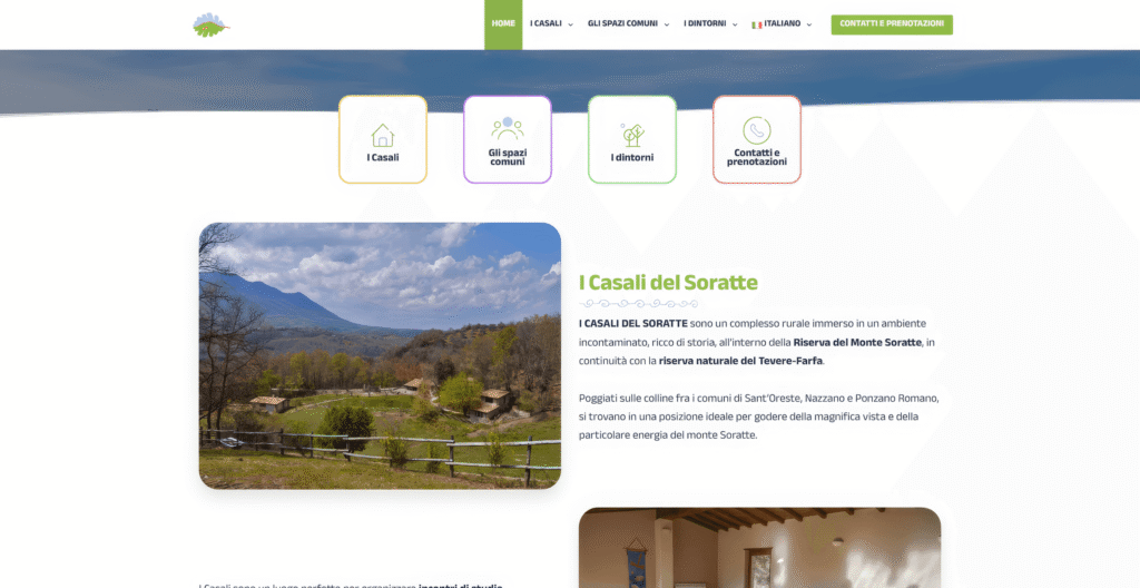Dettaglio homepage del sito dei Casali del Soratte