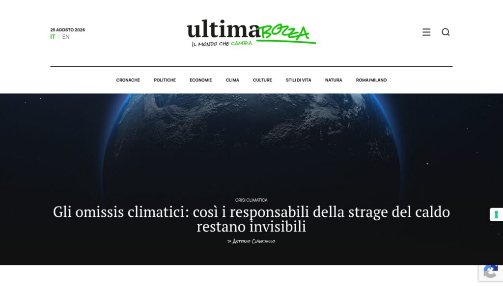 Screenshot homepage Ultimabozza.it - vista 1