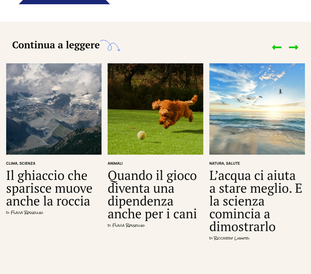Sezione 'Continua a leggere' del sito Ultimabozza.it con i colori del design system