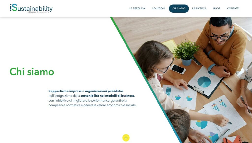 Screenshot della pagina chi siamo del sito iSustainability.it