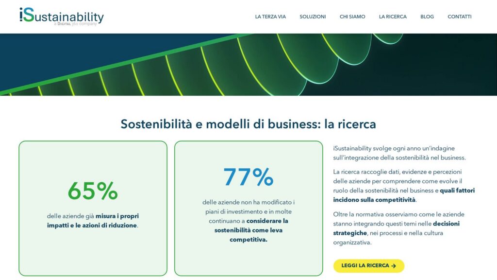 Dettaglio interfaccia del sito iSustainability.it