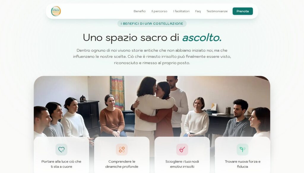 Screenshot di una sezione interna del sito Costellazioni Il Fiume