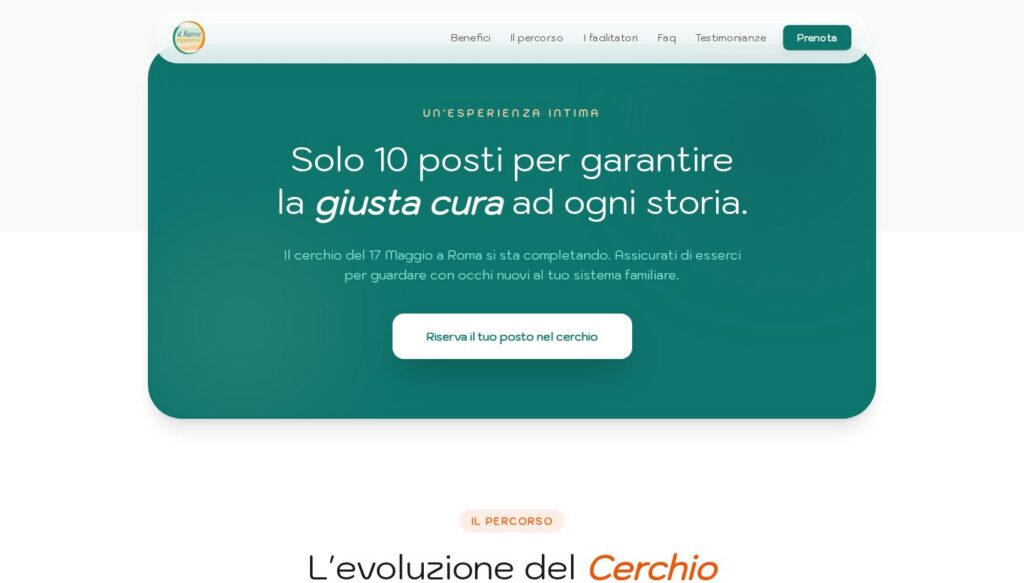 Screenshot della pagina eventi del sito Costellazioni Il Fiume