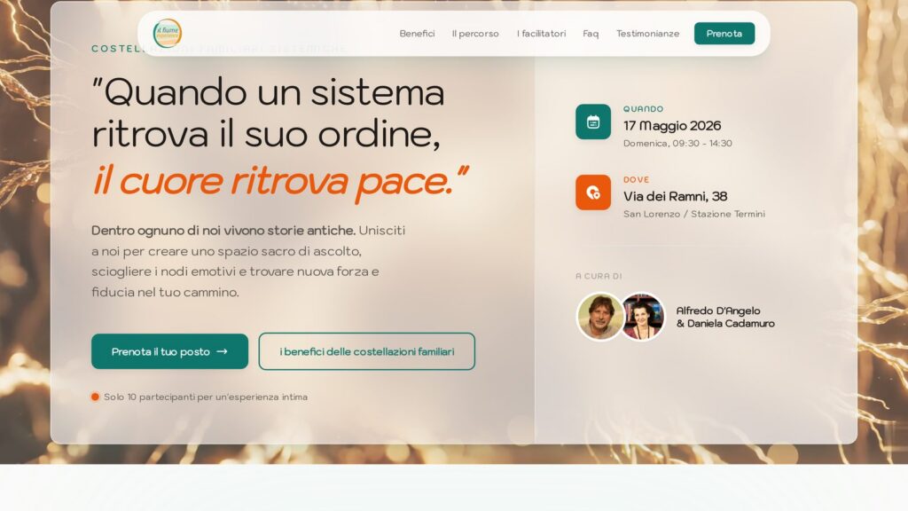 Dettaglio interfaccia del sito Costellazioni Il Fiume