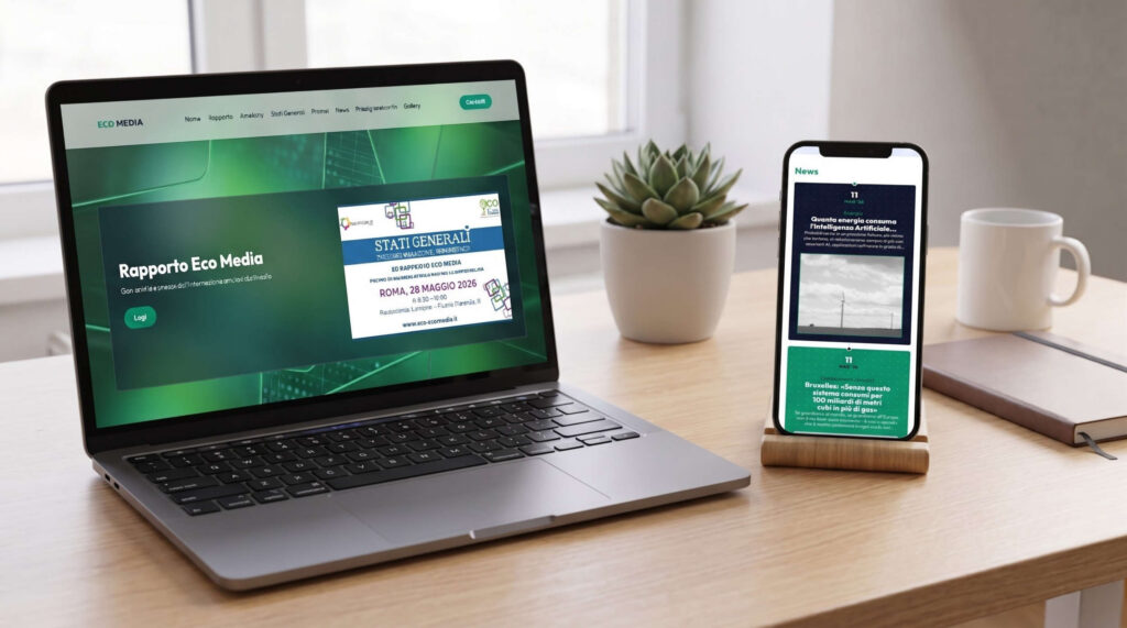 Mockup del sito web realizzato per ecomedia.eco