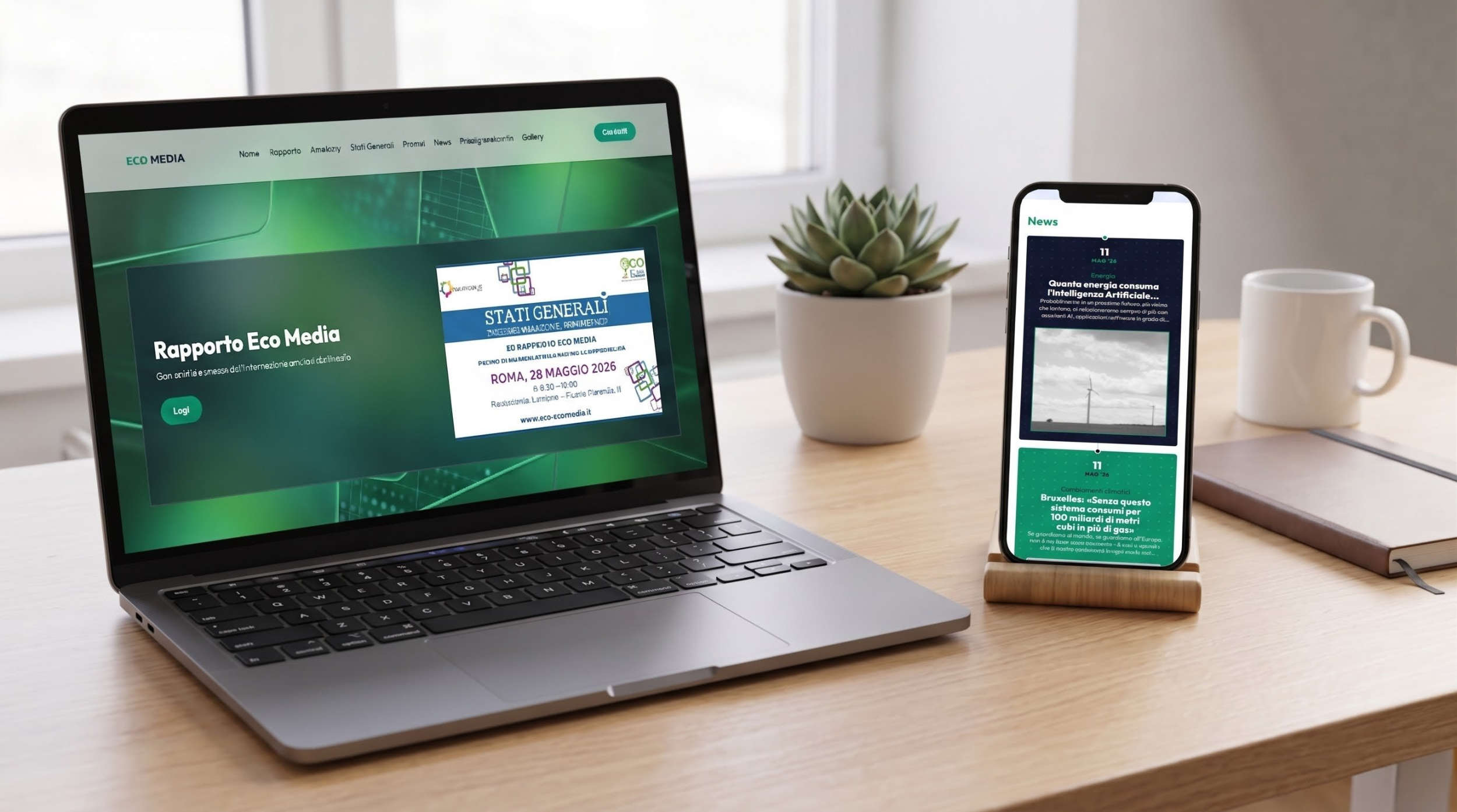 Mockup del sito web realizzato per ecomedia.eco