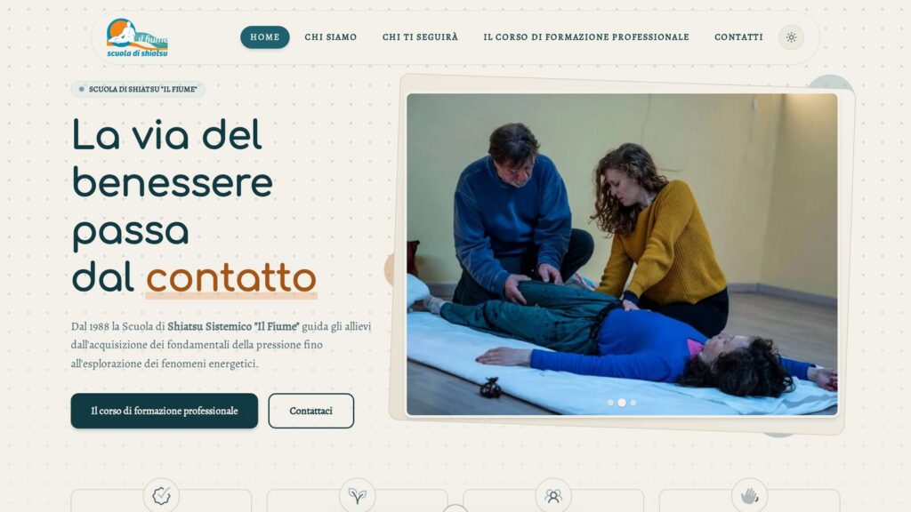 Dettaglio interfaccia del sito Shiatsu Il Fiume