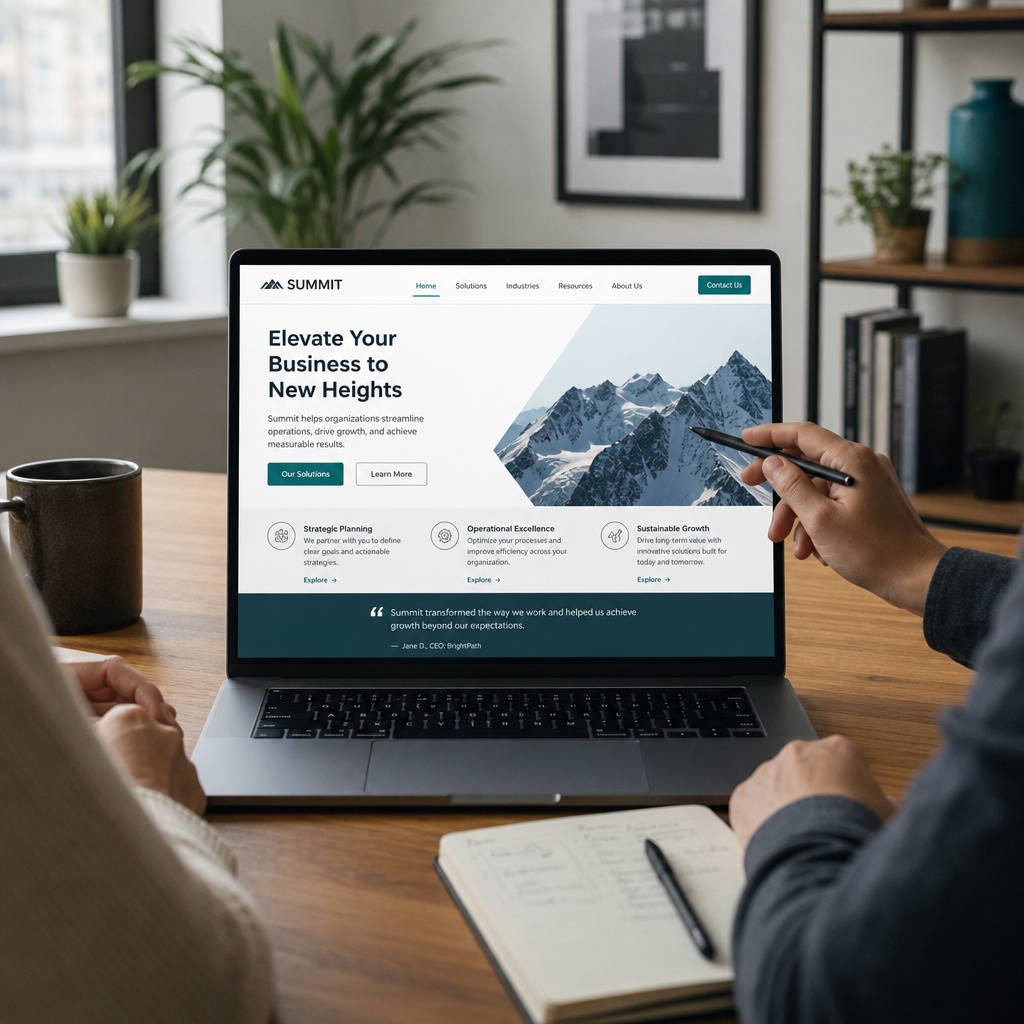 Cliente e web designer guardano insieme sullo schermo il nuovo sito appena pubblicato.