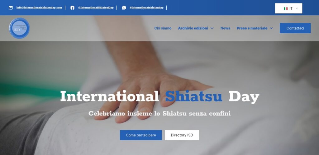 Screenshot della sezione hero del sito International Shiatsu Day