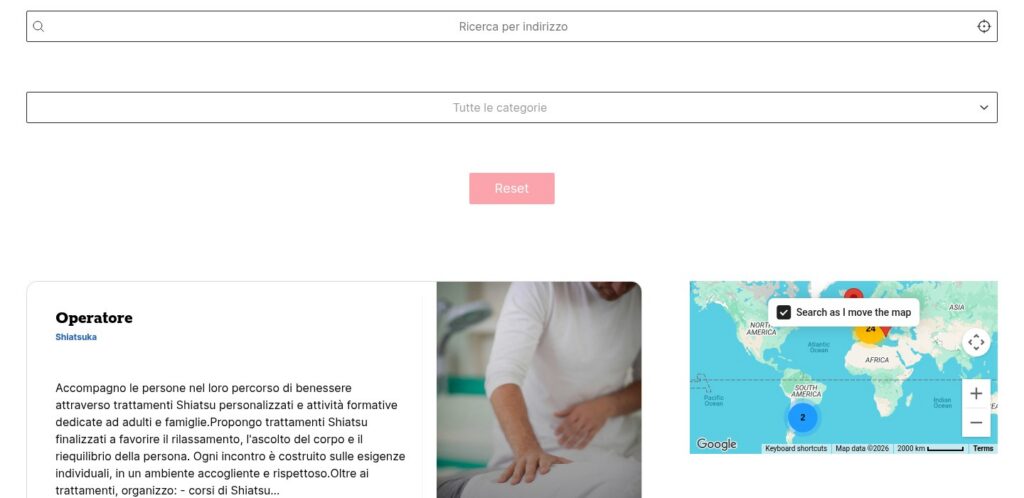 Screenshot della pagina ISD Directory con mappa e schede degli operatori
